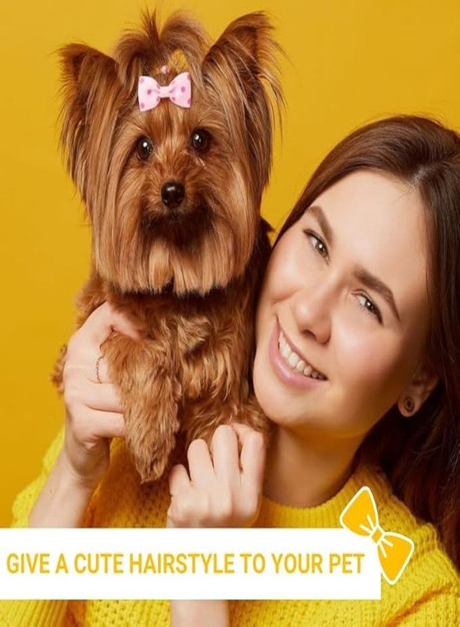 Boriva Mixed Style Small Dog & Cat Pink Hair Clips, Puppy Pet Hair Bows with Steel Clips, Crown Hairpins, Pack of 12 - Image 3